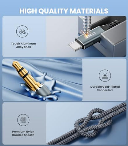 USB C to Aux Type C to 3.5mm Headphone Car Stereo Cable, 10FT - size: 10ft