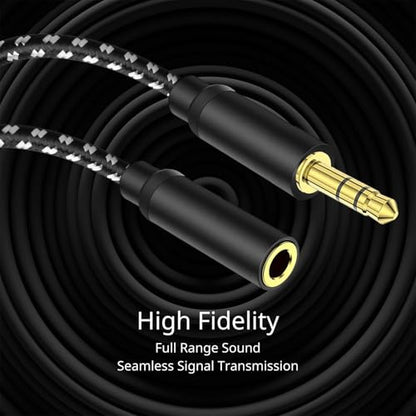 TNP 3.5mm Headphone Extension Cable, 6-Inch Male to Female AUX, Black - size: 6 INCH