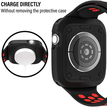 D & K Exclusives Compatible with Apple Watch 42mm Case, Shockproof Sport Protective Bumper Case for iWatch Women Men Kids GPS iWatch Series 3/2/1, Black, Red - color: Black, Red