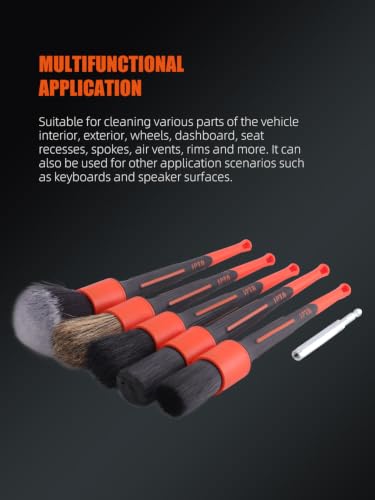 Car Detailing Brush Set, 5 Pack SPTA V2.0 Soft Boar Hair Auto Detail Brush Kit with Drill Adapter, for Automotive Interior Exterior Dashboard Engine Bay Seat Leather, Can be Used in Electric Drills - color: 5pcs Car Detailing Brush Set With Adapter