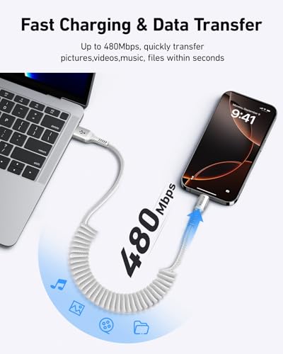 USB A to USB C Cable Fast Charging 66W, 2Pack 3FT Coiled Braided USBC Phone - color: Silver, size: 3FT - 2Pack, style: USB A to USB C