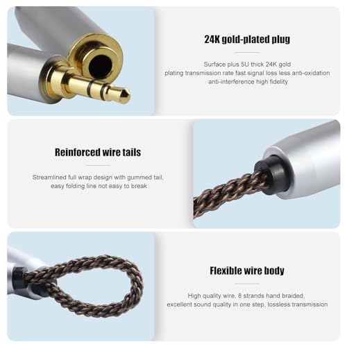 okcsc 2.5MM Male to 4.4MM Female AC8G OFC Adapter Cable,Aging Resistance PVC Material,Metal Shell,Gold-Plated Plug 2.7inch 4.4MM Female - size: 2.5MM Male to 4.4MM Female
