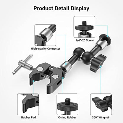 SMALLRIG Super Clamp w/ 1/4" and 3/8" Thread and 5.8 Inches Adjustable Friction Power Articulating Magic Arm with 1/4" Thread Screw for LCD Monitor/LED Lights - KBUM2730 (Pack of 2) - size: 5.8''+arm only (Pack of 2)