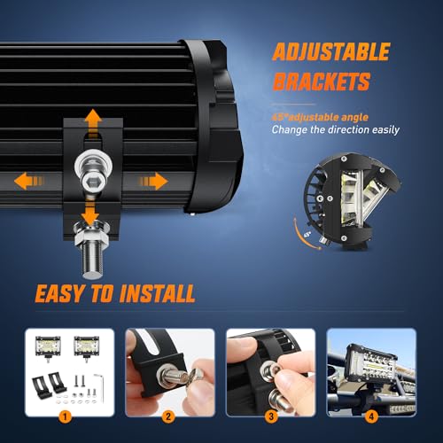 Nilight Side Shooter LED Lights 2PCS 4.3 Inch with Wiring Kit for Truck SUV - color: White Side Shooter Pods + Wiring