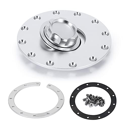PTNHZ Universal Billet Aluminum Fuel Cell Cap Embedded Auxiliary Oil Tank Cover Flush Mount With 12 Hole Cell Bung and Gasket - size: Embedded Oil Tank Cover