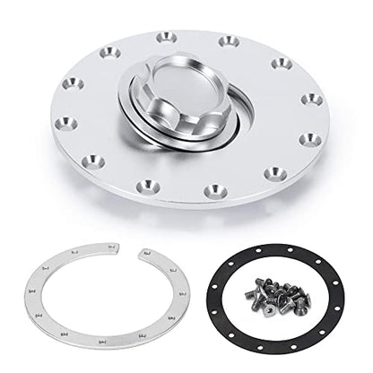 PTNHZ Universal Billet Aluminum Fuel Cell Cap Embedded Auxiliary Oil Tank Cover Flush Mount With 12 Hole Cell Bung and Gasket - size: Embedded Oil Tank Cover