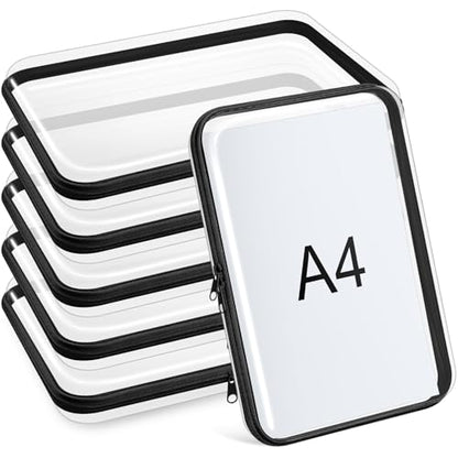 Sanwuta 6 Clear Hard Zipper Case, Black, 12.6 x 9 x 2 Inch - color: Black, size: 12.6 x 9 x 2 Inch