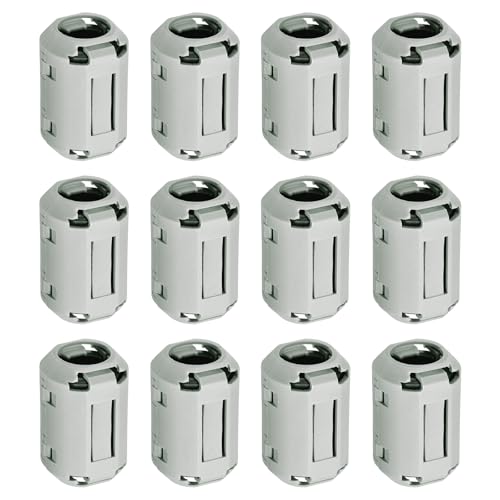 uxcell 12 Pcs Ferrite Filter Ring Core RFI EMI Noise Suppression Cable Clip ID 13mm 0.51Inch Regular Styles for Electronic Devices, Industry, Grey - color: Grey, size: 13mm