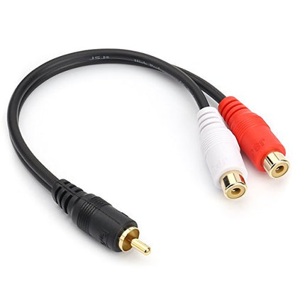 JSJ RCA Splitter Cable Male to 2 Female, 8 Inch Gold Plated OFC Y Adapter - size: RCA M - 2 RCA F/0.5FT