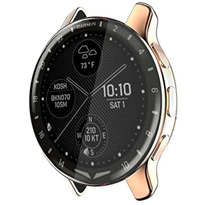 Lamshaw Compatible for Garmin D2 Air Case, All-Around Protective TPU Bumper Cover Screen Protector Case Cover Compatible for Garmin D2 Air X10 - color: Plating case-Black+Rose Gold