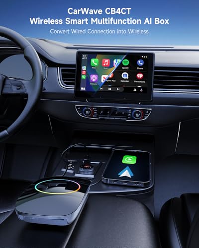 Wireless Carplay Adapter - Magic AI Box CarPlay Android Auto Wireless, Dual Wi-Fi & BT USB Playback, AI-Powered, OTA, Video Box for YouTube, Netflix, CB4CT-BK - color: Piano Black