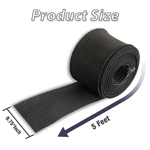 Fiberglass Heat Shield Sleeve Adjustable Hose Heat Spark Plug Wire High Temp(5 Feet-0.75''Inch/20MM) For Exhaust Insulation Thermal Wrap Roll Car Brake Line Cable Protection Tape Black - size: 3/4''X 5'