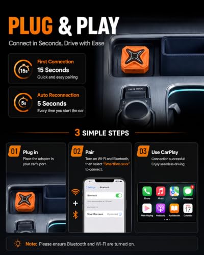 Wireless CarPlay Adapter for iPhone, Android Auto Adapter, One Click Switch
