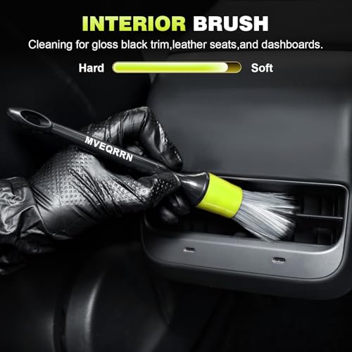 MVEQRRN 7PCS Car Detailing Brush Set,Boars Hair Detail Brush kit(Green) - color: 7PCS detailing brush green