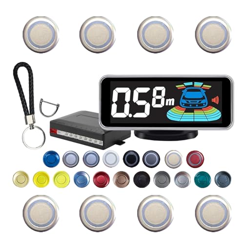 Backup Parktronic System 8-Sensor with LCD Display & Car Keychain,Distance Detection (Meter/Feet),English/Spanish/Beep Alert Options 20 Color Probes:8 Main Colors 20mm Compact Elegant Design - color: Champagne Gold