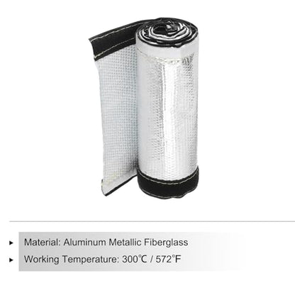 MECCANIXITY 1.5mm Heat Shroud Aluminized Sleeving 1 4/5" ID x 3.2FT Aluminum Metallic Fiberglass Heat Shroud for Fuel Lines Cables Electrical Wiring - size: 1 4/5" ID x 3.2FT