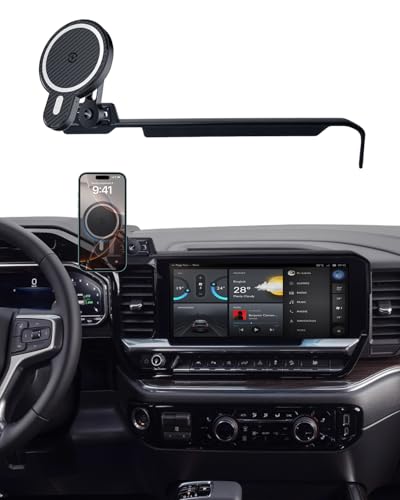 PZK Car Phone Holder for 2022-2026 Chevy Silverado/GMC Sierra 13.4'' Screen - color: Magsafe+ Wireless Charger, size: 2022-2026 Silverado /GMC Sierra (Extension Rod)