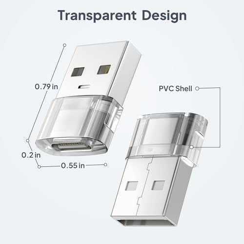 Elebase for New iPhone 17 Pro Max Car Charger,USB to USB C Adapter 4 Pack - color: Transparent