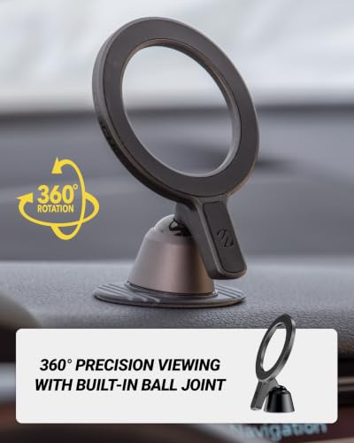 Scosche MagicMount Elite2 MagSafe Car Mount, Magnetic Phone Holder for Car Dashboard, Hands-Free Phone Mount with Strong Magnetic Hold, Minimalist Design for iPhone 17/16/15/14/13/12 and MagSafe Cases
