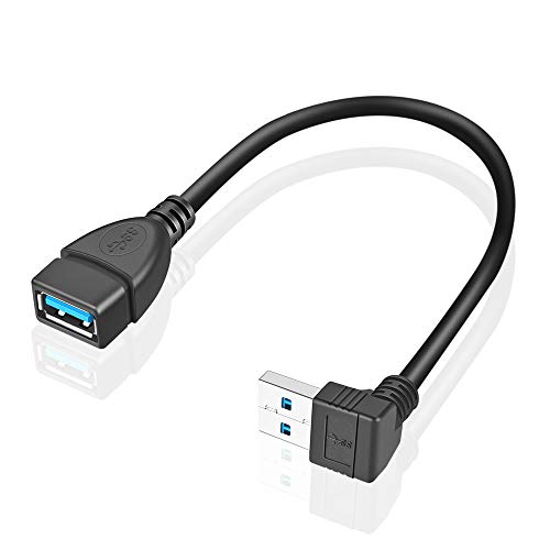 USB 3.0 Angle Male to Female Extension Cable, 6 Inch, 2 Pack