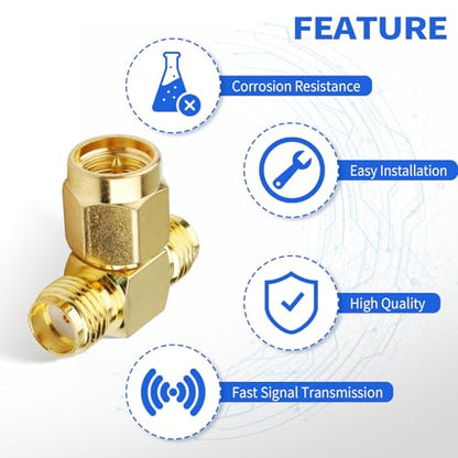 Superbat SMA Adapter Splitter 2-Way, SMA Male to Dual Female Splitter Antenna Adapter Converter 3pcs - color: SMA splitter