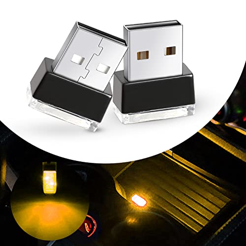 Ouzorp 2 Pcs Mini USB LED Light, Car LED Interior Lighting DC 5V Smart USB LED Atmosphere Light Laptop Keyboard Light Home Office Decoration Night Lamp,yellow - color: yellow