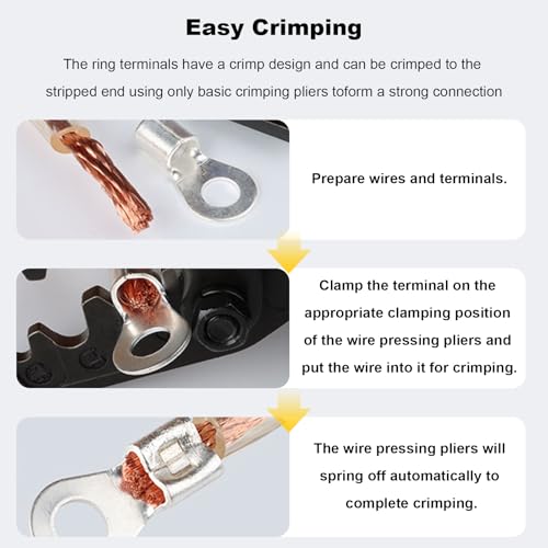 100Pcs #10 Non-Insulated Ring Terminal,22-16 AWG Brazed Seam Red Copper Wire Connectors,Crimp Connector Terminal Kit (Ring #10 100PC, AWG22-16) - size: AWG22-16, style: Ring #10 100PC