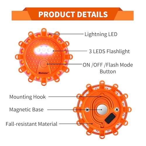 4 Pack LED Road Flares, Beacons with Safety Kit Accessories - size: 4 Pack Parts