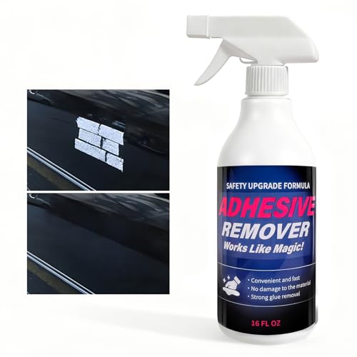 Adhesive Remover Spray for Sticky Residue - Heavy Duty Sticker Eraser for Cars Glass Plastic Metal - Cleans Decals Glue Crayon Tar Gum & Labels - Surface Safe Formula