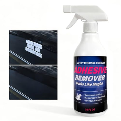 Adhesive Remover Spray for Sticky Residue - Heavy Duty Sticker Eraser for Cars Glass Plastic Metal - Cleans Decals Glue Crayon Tar Gum & Labels - Surface Safe Formula