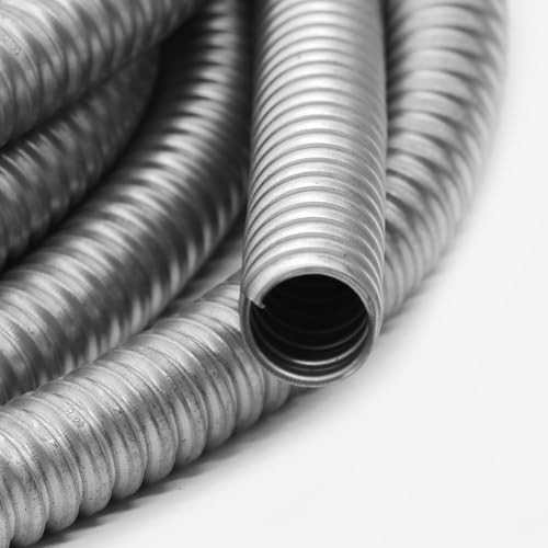 3/4 inch x25ft Flexible Electrical Conduit - Galvanized Steel Greenfield Flex Metal Conduit for Exposed Wiring, AC Connections & Industrial Cable Protection - size: 3/4 inch x25ft