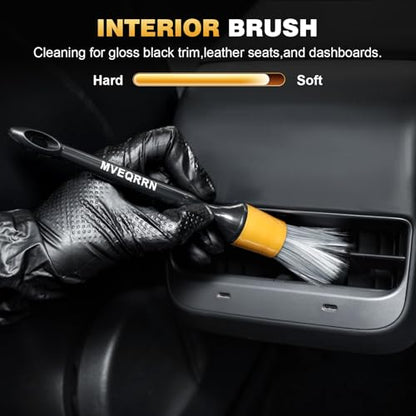 MVEQRRN 10PCS Car Detailing Brush Set,Boars Hair Detail Brush Kit(Gold) - color: 10pcs detail brush gold
