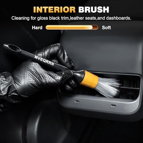 MVEQRRN 7PCS Car Detailing Brush Set,Boars Hair Detail Brush Kit(Gold) - color: 7PCS detailing brush gold