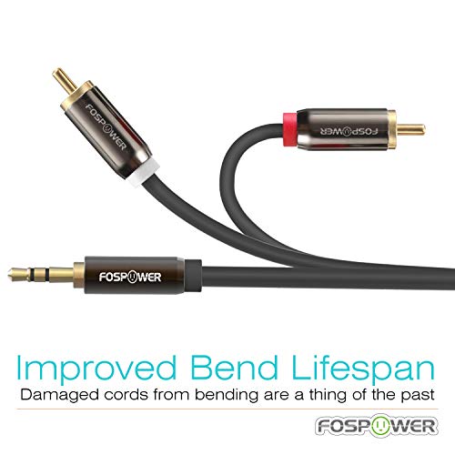 FosPower (6FT 3.5mm to 2 RCA Male Stereo Audio Cable Y Splitter Aux Cord - size: 6 Feet