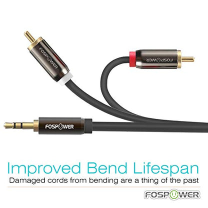 FosPower (6FT 3.5mm to 2 RCA Male Stereo Audio Cable Y Splitter Aux Cord - size: 6 Feet