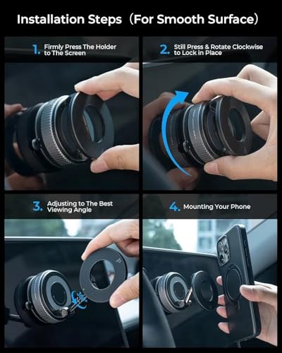 Magnetic Car Phone Holder Vacuum Adsorption Suitable for iPhone and Android Phones 360° Adjustable Suction Cup Bracket for Automobiles[98+LBS Strongest Suction & 2800gf Magnetic]