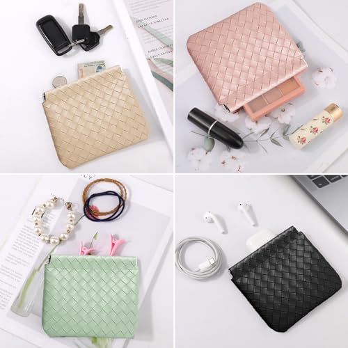 BUSOHA 4 Pack Small Makeup Bags for Purse - Coin Purse for Women - color: 4 PCS - Black+Yellow+Pink+Green