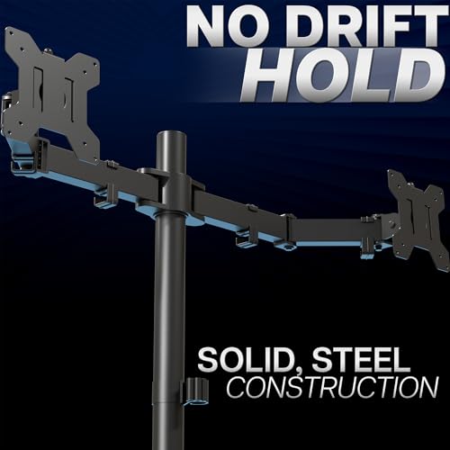 VIVO Dual Monitor Desk Mount, Heavy Duty Fully Adjustable Steel Stand, Holds 2 Computer Screens up to 24 inches and Max 22lbs Each, Black, STAND-V024 - color: Black, size: 13" - 24"