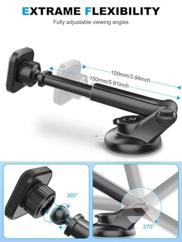 Strong Suction Cup Cell Phone Mount, Long Extension Arm for Windshield/Dashboard, Car Phone Holder Holder Mount, Magnetic Phone Holders for Your car /360 Rotation Phone Mount Holder for All Cars