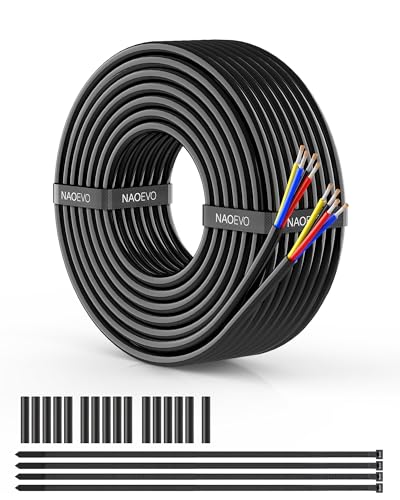 NAOEVO 18 Gauge Wire 4 Conductor, 18 Gauge Automotive Wire 12V Cable, 30FT - size: 30ft, style: 4C-18AWG