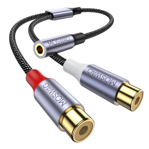 MOSWAG 3.5mm Female to 2RCA Female Stereo Audio Cable, 0.82 Feet