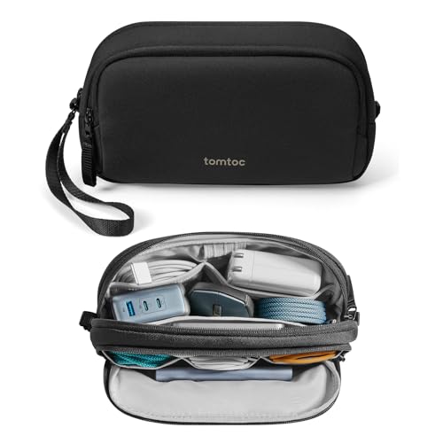 tomtoc Electronic Organizer Travel Case, Dual Compartment Tech Organization - color: Black, size: Medium