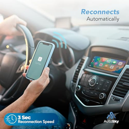 Wireless CarPlay Adapter - Fastest 5Ghz - AutoSky - Plug and Play - USB-C and USB-A Cables - Wired CarPlay Required - style: Mate finish