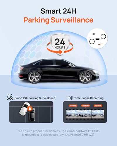 70mai Dash Cam M310, Dash Camera for Cars 1296P QHD, Smart Dash Cam Front Built in WiFi, 130° Wide-Angle FOV, WDR, Night Vision, iOS/Android Mobile App, Loop Recording, Parking Monitor, Time-Lapse