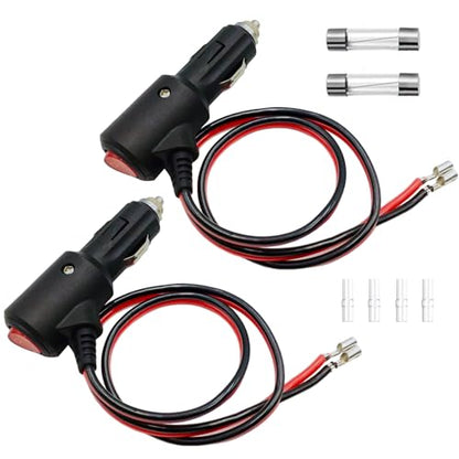 12V Cigarette Lighter Plug With Switch On Off 2PACK Car Cigarette Lighter Plug Replacement With Leads, 12V Male Cigarette Lighter Plug Adapter 2FT For Car Truck Motorcycle (2*Spare Fuse) - size: 2FTx2