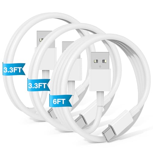 Car Carplay Cable for iPhone 17 16 15 Pro Plus Pro Max Air，3-Pack [3.3FT+3.3FT+6FT] USB A to USB C Cable for iPhone 17 16 15，for iPad Pro/Air/Mini，for Galaxy S25 S24，for MacBook Pro/Air and More - color: White, size: 6FT+3.3FT+3.3FT