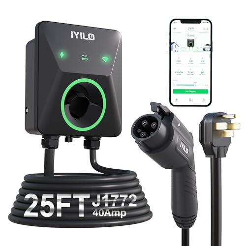 Level 2 EV Charger, 40Amp/9.6KW/240V, NEMA 14-50P, Wi-Fi(2.4 GHz) - color: Gray