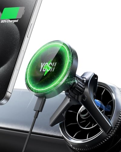 YOSH Mag-Safe Car Mount Charger for Mercedes Benz/Mini Cooper 2020-23&Countryman, Audi A1, Mercedes Benz Car Accessories, 15W Fast Charging Magnetic Wireless Charger for iPhone 16 15 14 13 12 Series