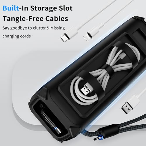 YWXTW Silicone Case for Anker Laptop Power Bank (25,000mAh/165W) - Shockproof Drop-Resistant, Built-in Cable Storage | Non-Slip Grip, Hidden Dust Plug Protective Cover for Anker Power Bank 165w - color: Black