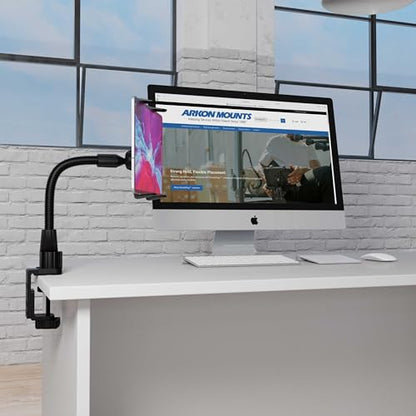 ARKON Mounts - Heavy Duty Tablet Holder with Clamp Mount and 12-Inch Bendable Gooseneck Arm | Versatile Tablet Stand with Easy Install & Durable Support | Securely fits iPad, Galaxy, Note, and more